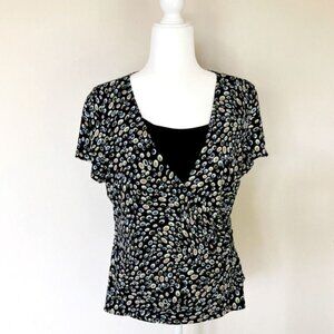 Notations Women’s Blouse Black and White Patterned Top Size L